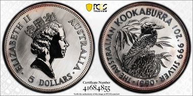 1990 $5 Kookaburra KM-189 Ag MS69