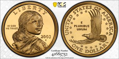 2003-S SAC$1 PR70DCAM