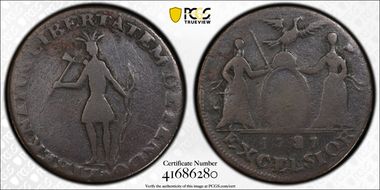 1787 NY 1/2P Excelsior, Indian/Arms VG8BN