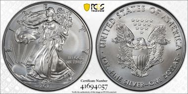 2021 $1 Silver Eagle - Type 1 MS70