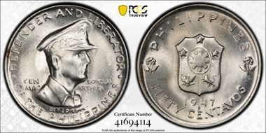 1947-S 50C Douglas MacArthur Allen-R1a  DDO MS66