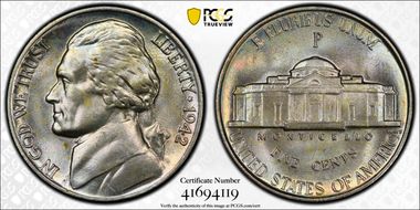 1942-P 5C Silver MS67FS