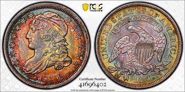 1837 10C Capped Bust MS65+