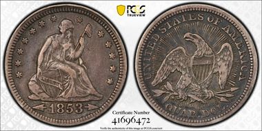 1853 25C Arrows and Rays VF35