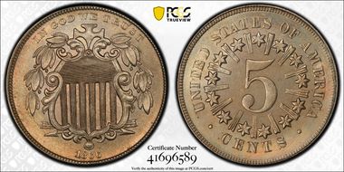 1866 5C Rays MS64