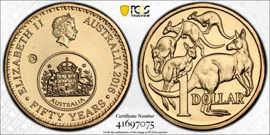2016-C $1 50 Yrs Decimal Currency Canberra Counterstamp MS67