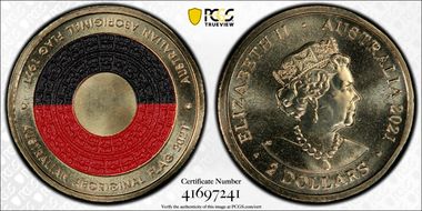 2021 $2 50th Ann Aboriginal Flag Colorized MS67
