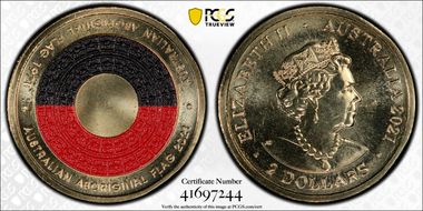 2021 $2 50th Ann Aboriginal Flag Colorized MS66
