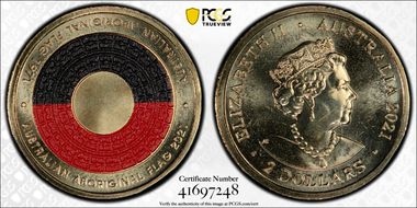 2021 $2 50th Ann Aboriginal Flag Colorized MS66