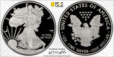 2021-W  $1 Silver Eagle - Type 1 First Strike PR70DCAM