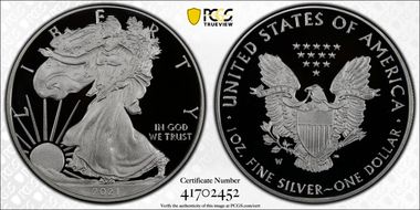 2021-W  $1 Silver Eagle - Type 1 First Strike PR70DCAM
