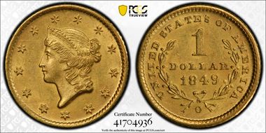1849-O G$1 MS62+