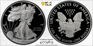 2021-W  $1 Silver Eagle - Type 1 First Strike PR70DCAM