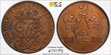 1950 2 Öre KM-778 Bronze PL63BN