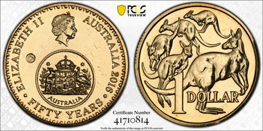2016-C $1 50 Yrs Decimal Currency Canberra Counterstamp MS67