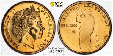 2005-B $1 Gallipoli Counterstamp MS65