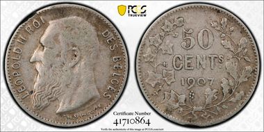 1907 50C KM-60.1 BELGES w/ Period N1