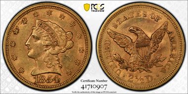 1854 $2.50 AU55