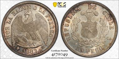 1883-So Peso Round Top 3 MS66