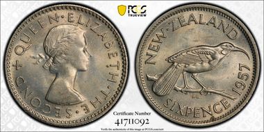 1957 6D No Strap MS64