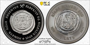 2011 Lats 800th Ann. Riga Coinage PR70DCAM