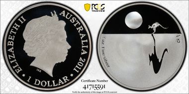 2011 $1 Kangaroo at Sunset Ag F15 Privy PR69DCAM