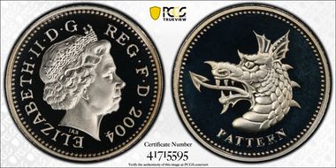 2004 P£1 Welsh Dragon Ag PR69DCAM