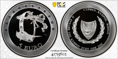 2008 € 5 Accession of Cyprus to the EMU PR70DCAM