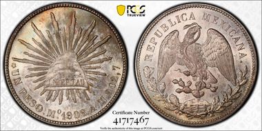 1908-Mo AM Peso KM-409.2 MS66