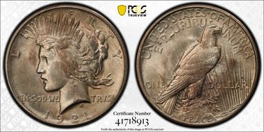 1921 $1 VAM 1A, Field Break Peace MS64