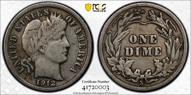 1912-S 10C VF20