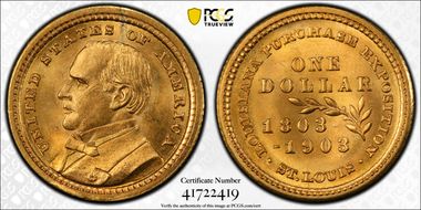 1903 G$1 LA Purchase, McKinley MS65