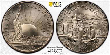 1986-D 50C Statue Of Liberty MS70