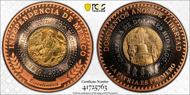 2010-Mo Medal Mexican Indep. Tri-Metallic PR69DCAM