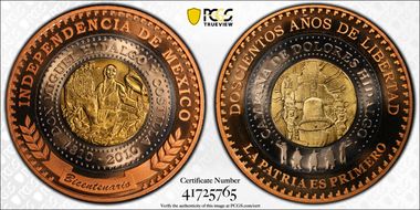 2010-Mo Medal Mexican Indep. Tri-Metallic PR69DCAM