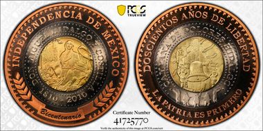 2010-Mo Medal Mexican Indep. Tri-Metallic PR69DCAM