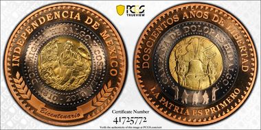 2010-Mo Medal Mexican Indep. Tri-Metallic PR69DCAM