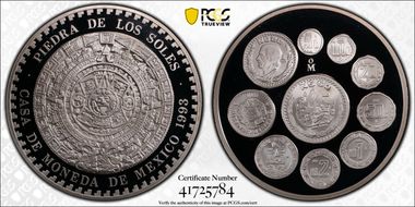 1993-Mo (5 Onza) New Pesos Ag Piedra De Los Soles PR69DCAM