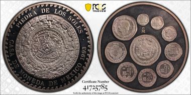 1993-Mo (5 Onza) New Pesos Ag Piedra De Los Soles PR63DCAM