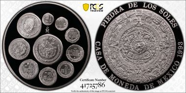 1993-Mo (2 Onza) New Pesos Ag Piedra De Los Soles PR69DCAM