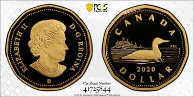 2020 $1 Loon Gilt-Silver PR70DCAM