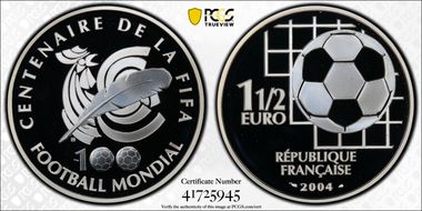 2004 € 1 1/2 100th Ann. of FIFA PR69DCAM