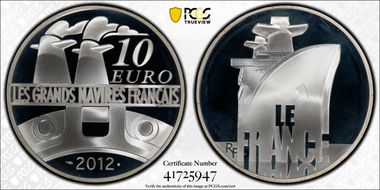 2012 € 10 Great French Ships-Le France PR68DCAM