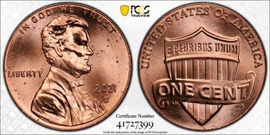 2021-D 1C Shield Early Find MS64+ RD