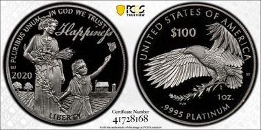 2020-W $100 Platinum Eagle - Happiness PR69DCAM