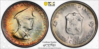 1947-S 50C Douglas MacArthur KM-184  Ag MS67