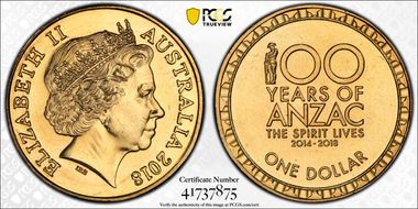 2018 $1 100 Years of Anzac MS66