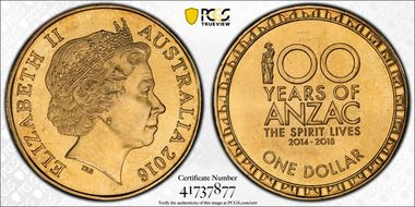2016 $1 100 Years of Anzac MS65