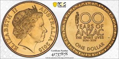 2015 $1 100 Years of Anzac MS67