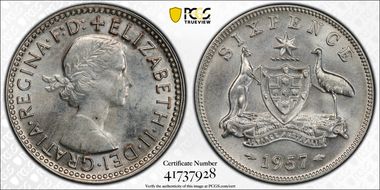 1957(m) 6D KM-58  Ag MS63